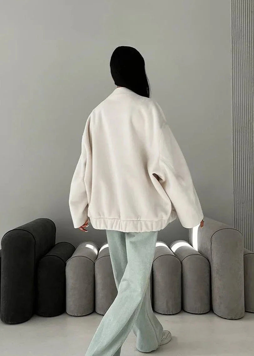 Büyük Cepli Lüks Oversize Dik Yaka Kaban