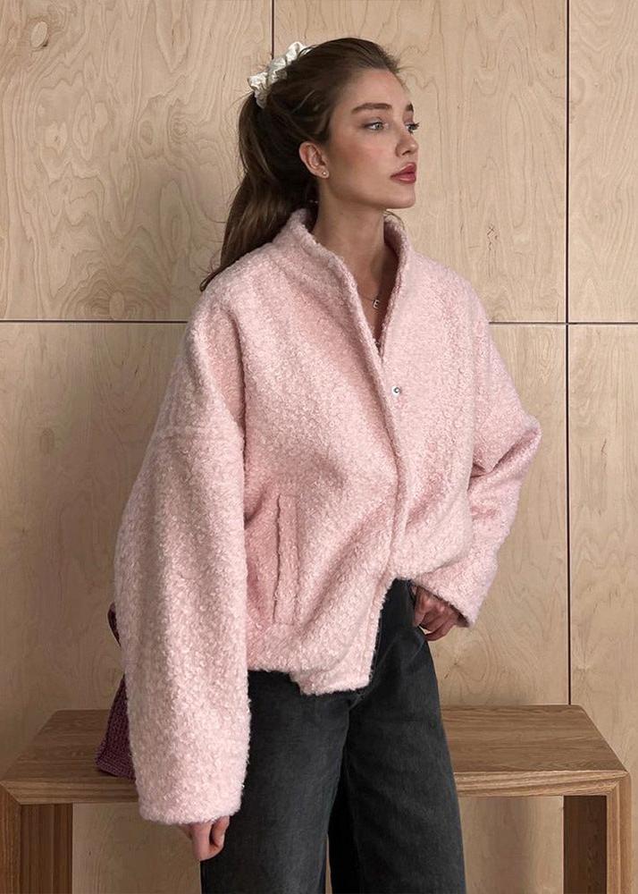 Rahat Pembe Damla Omuz Dik Yaka Ceket