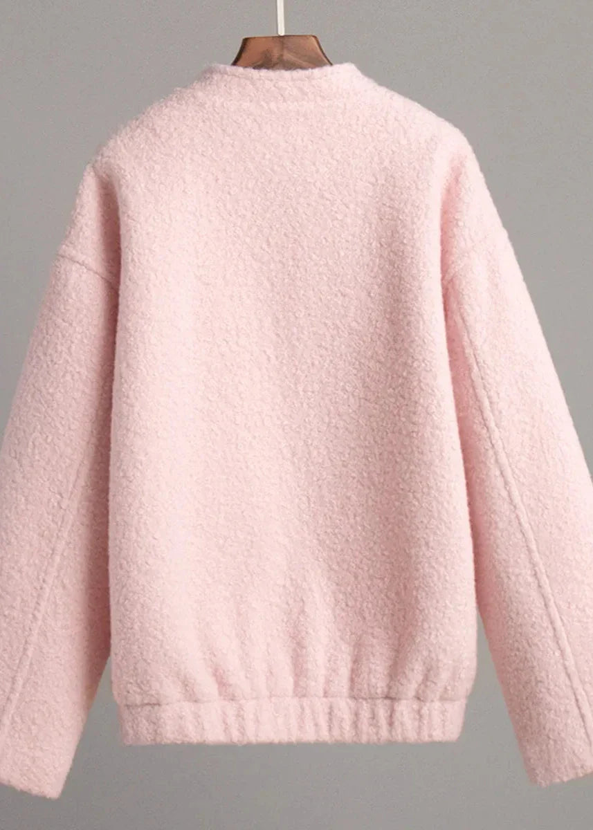 Rahat Pembe Damla Omuz Dik Yaka Ceket