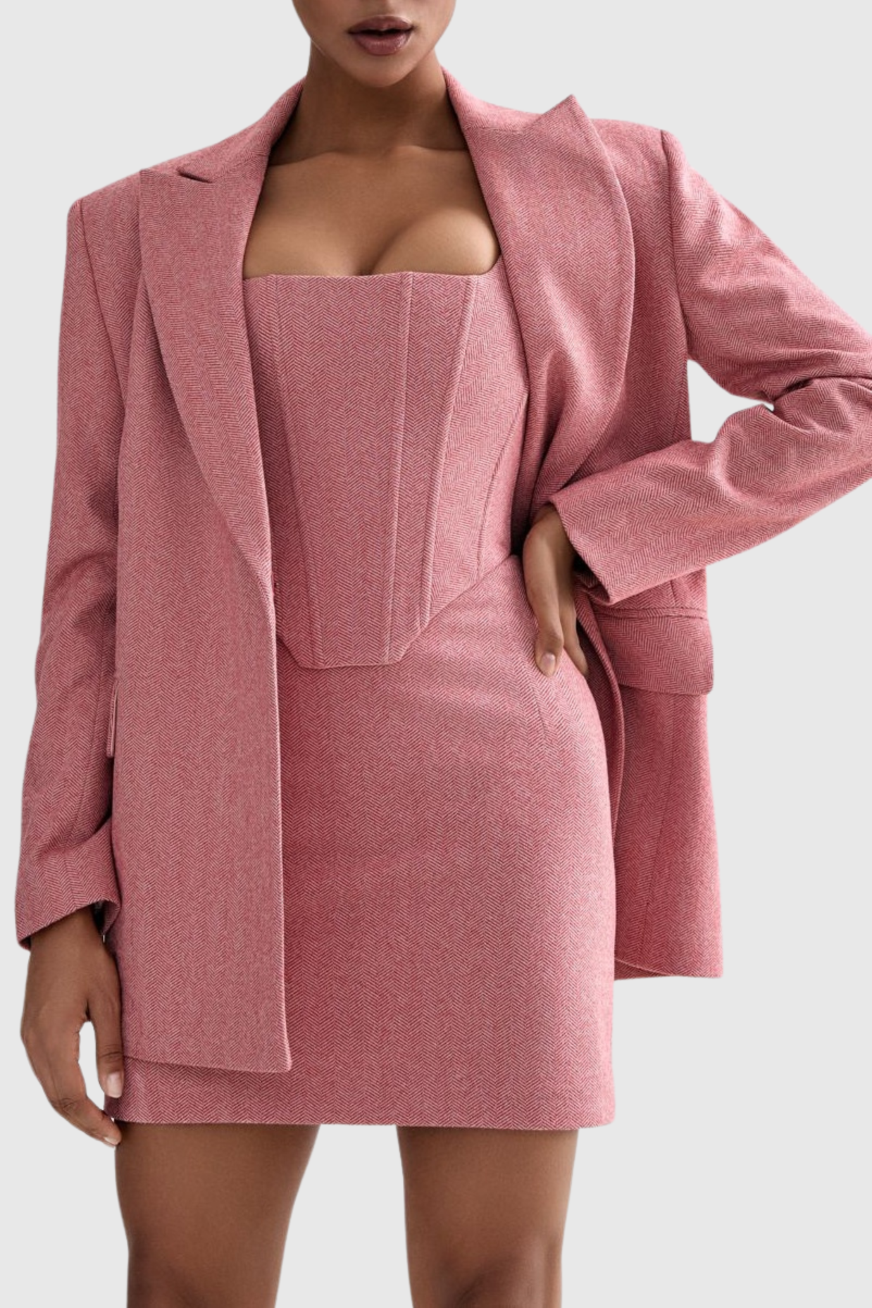 Armenb Korse Etek Üçlü Takım - Pembe