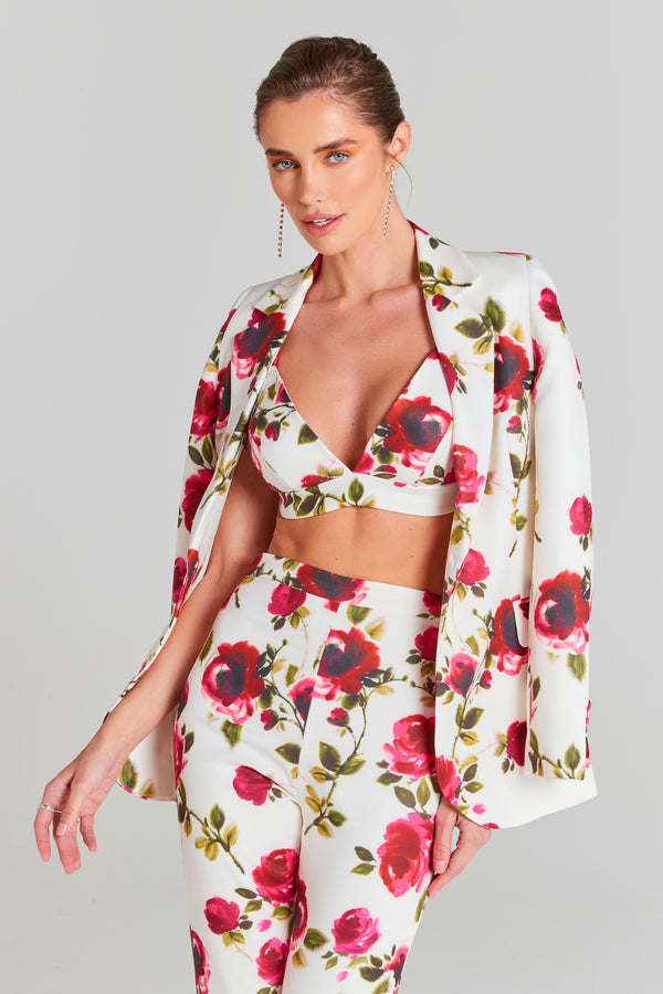 Bailey Çiçekli Blazer Üç Parçalı Set