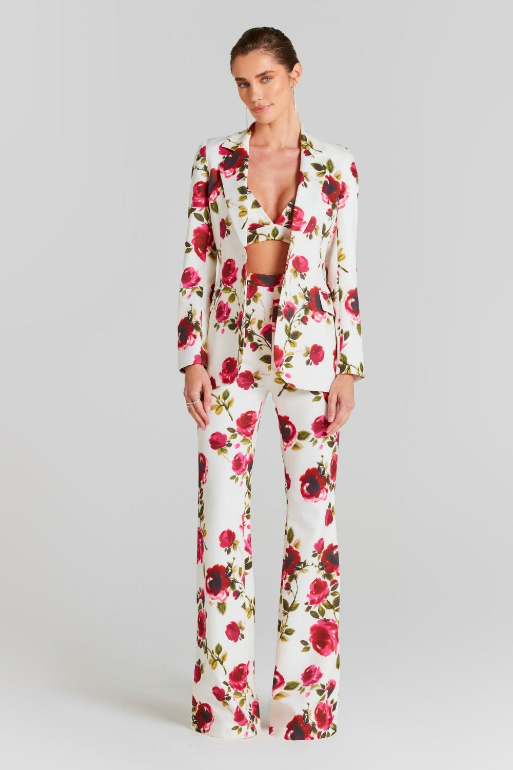 Bailey Çiçekli Blazer Üç Parçalı Set
