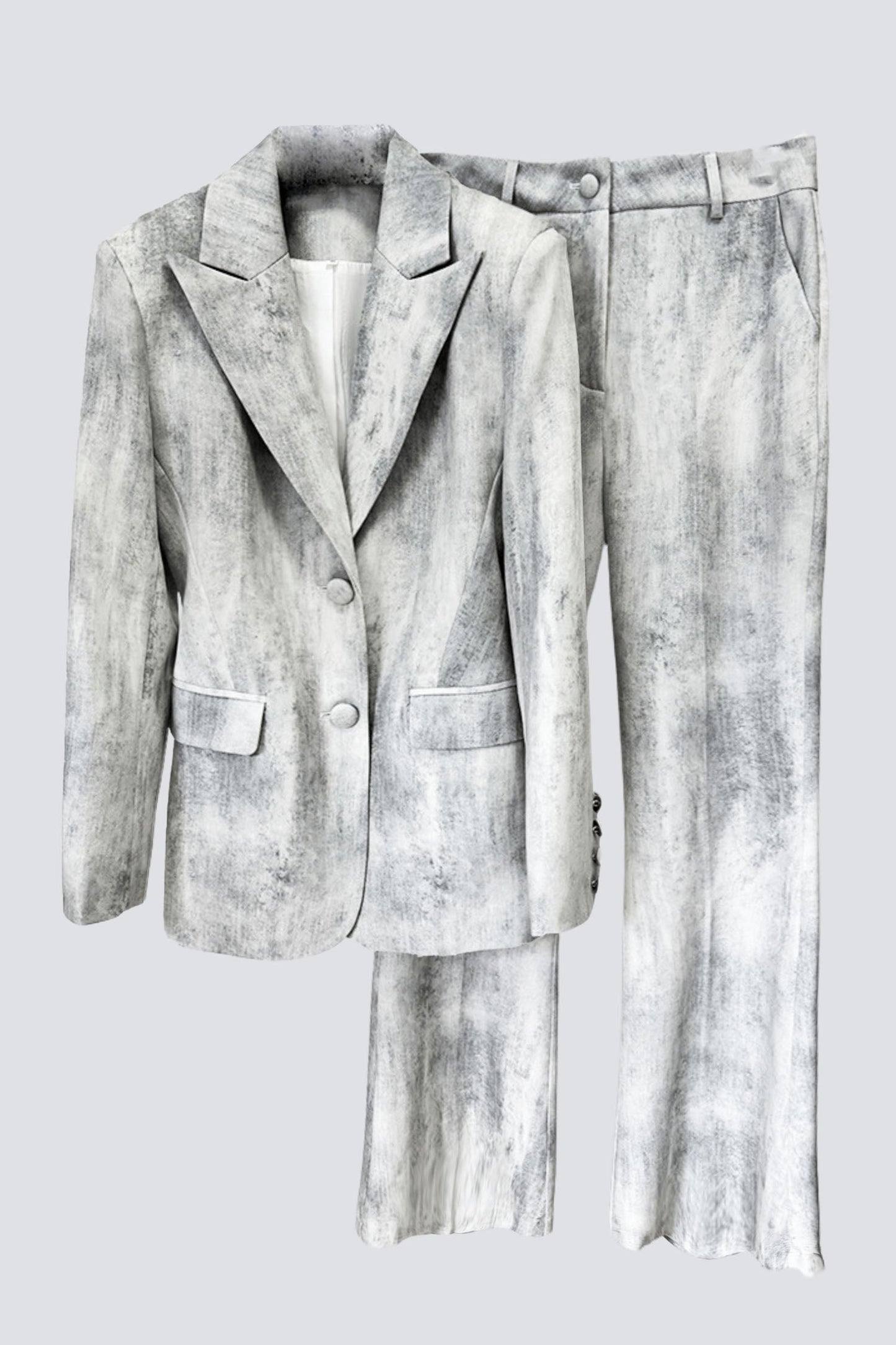 Isleta Desenli Blazer İkili Takım - Gri