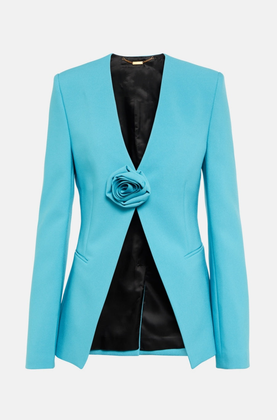 Minya Gül İşlemeli Yakasız Blazer Takım