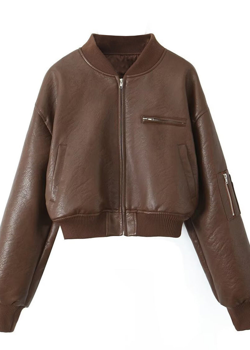 Rhea - Kısa Suni Deri Bomber Ceket