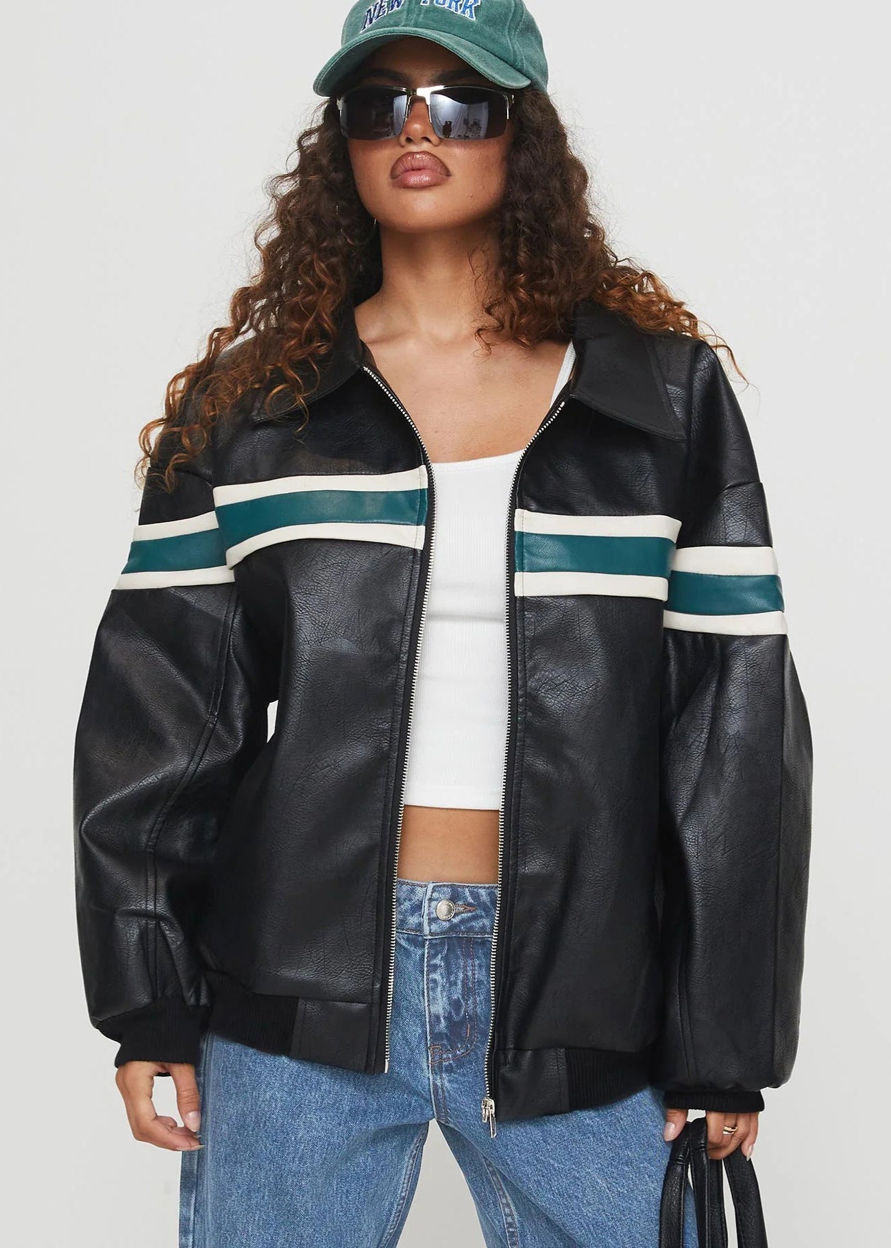 Racer - Suni Deri Bomber Ceket