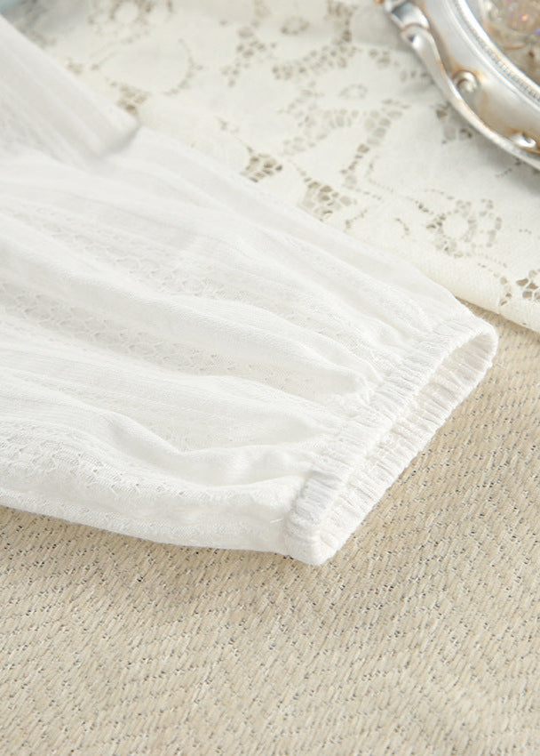 Beyaz Pamuklu Peplum Üst Ve Geniş Paça Pantolon Takım