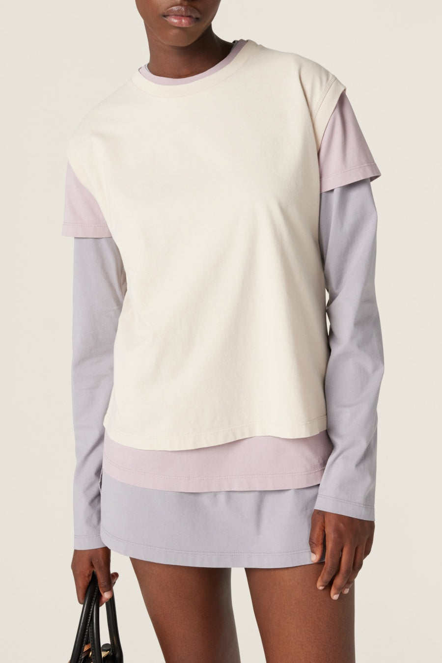 Ophelia Üç Parçalı Set T-Shirt - Bej