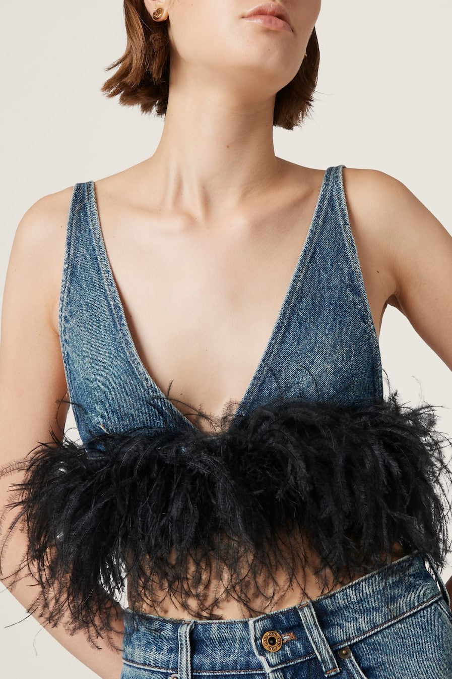 Ruth Tüylü Denim Üst