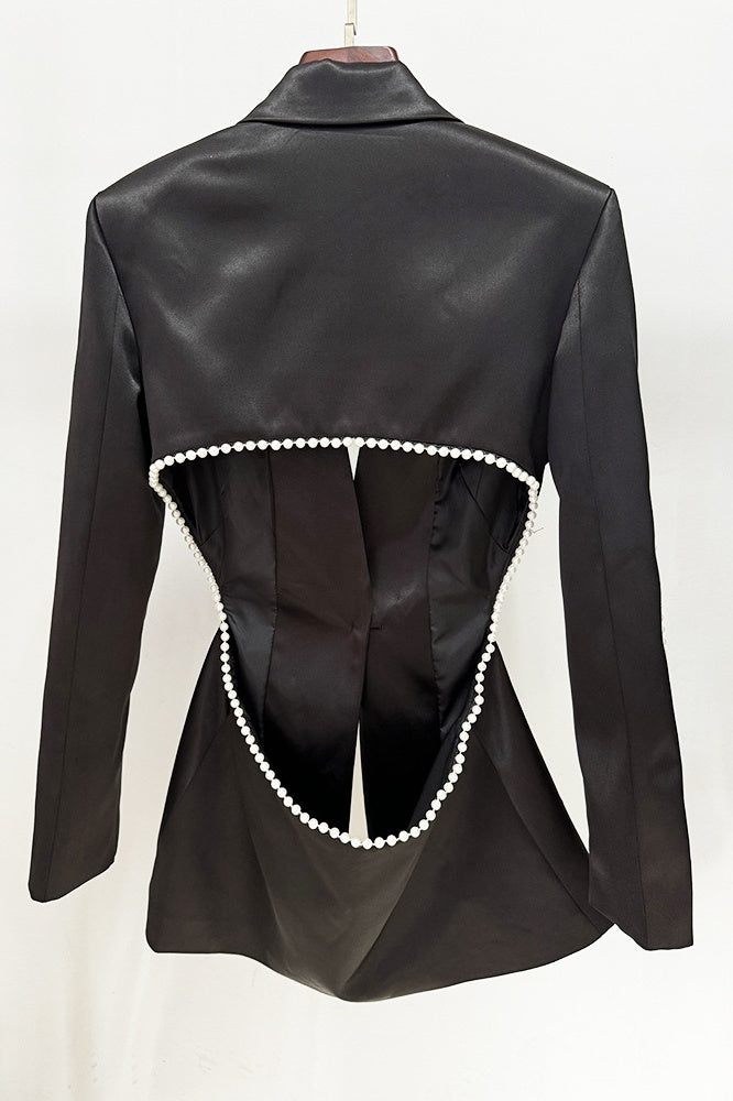 Tanith Çiçekli İnci Sırtı Açık Blazer Takım