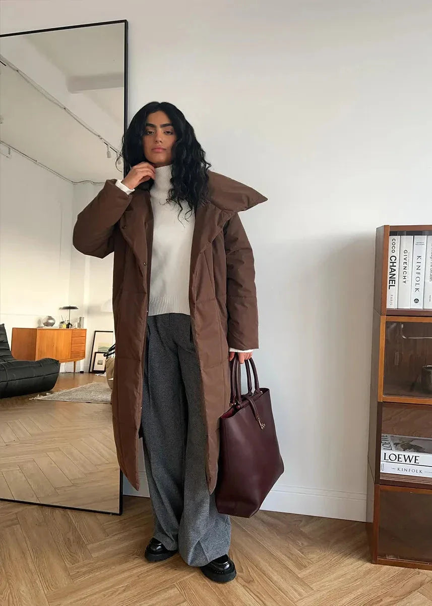 Peluş Büyük Beden Kuşaklı Şişme Kaban
