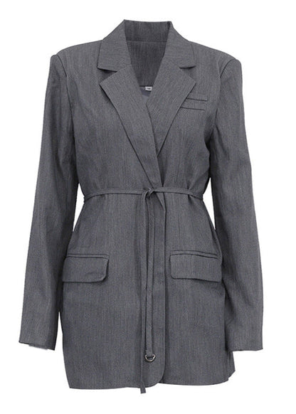 Selene - Desenli Kemerli Blazer Elbise