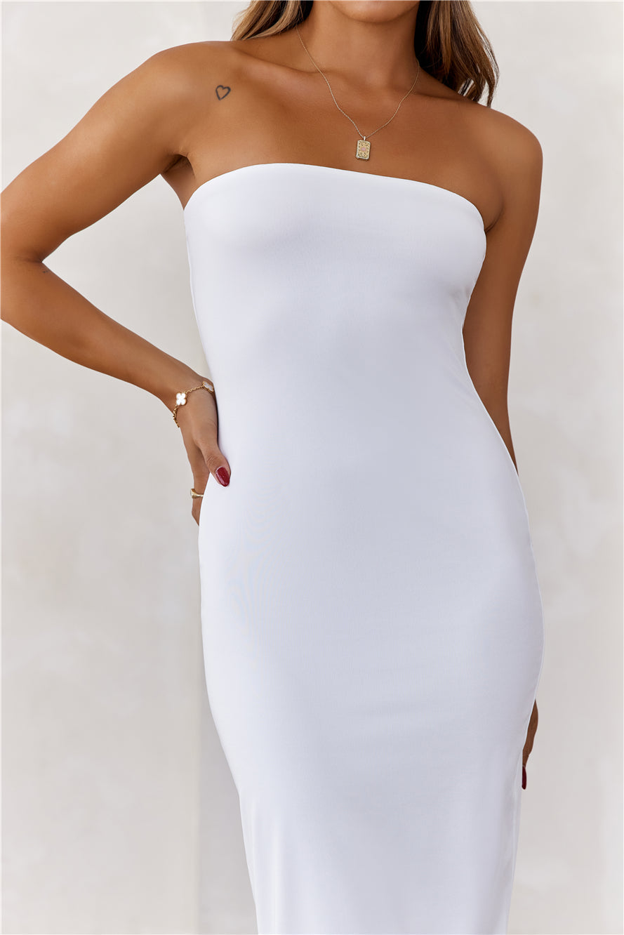 Hello Molly Base Ultimate Straplez Bodycon Midi Elbise Beyaz