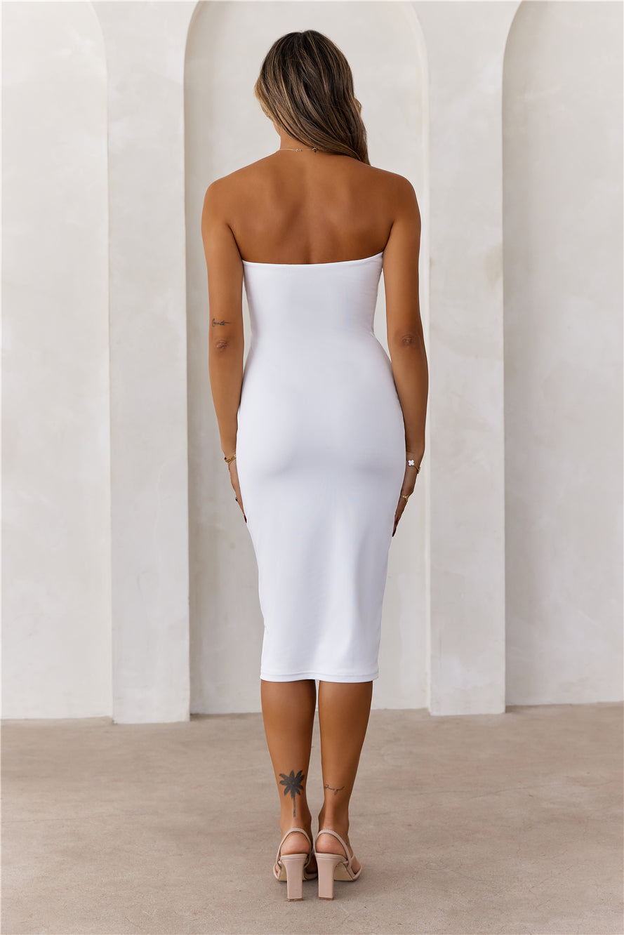 Hello Molly Base Ultimate Straplez Bodycon Midi Elbise Beyaz