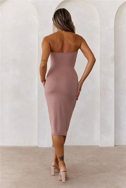 Hello Molly Base Ultimate Straplez Bodycon Midi Elbise Mocha