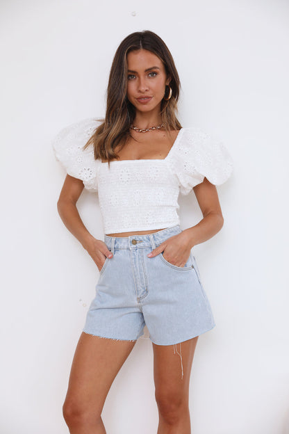 Pretty Party Crop Top Beyaz