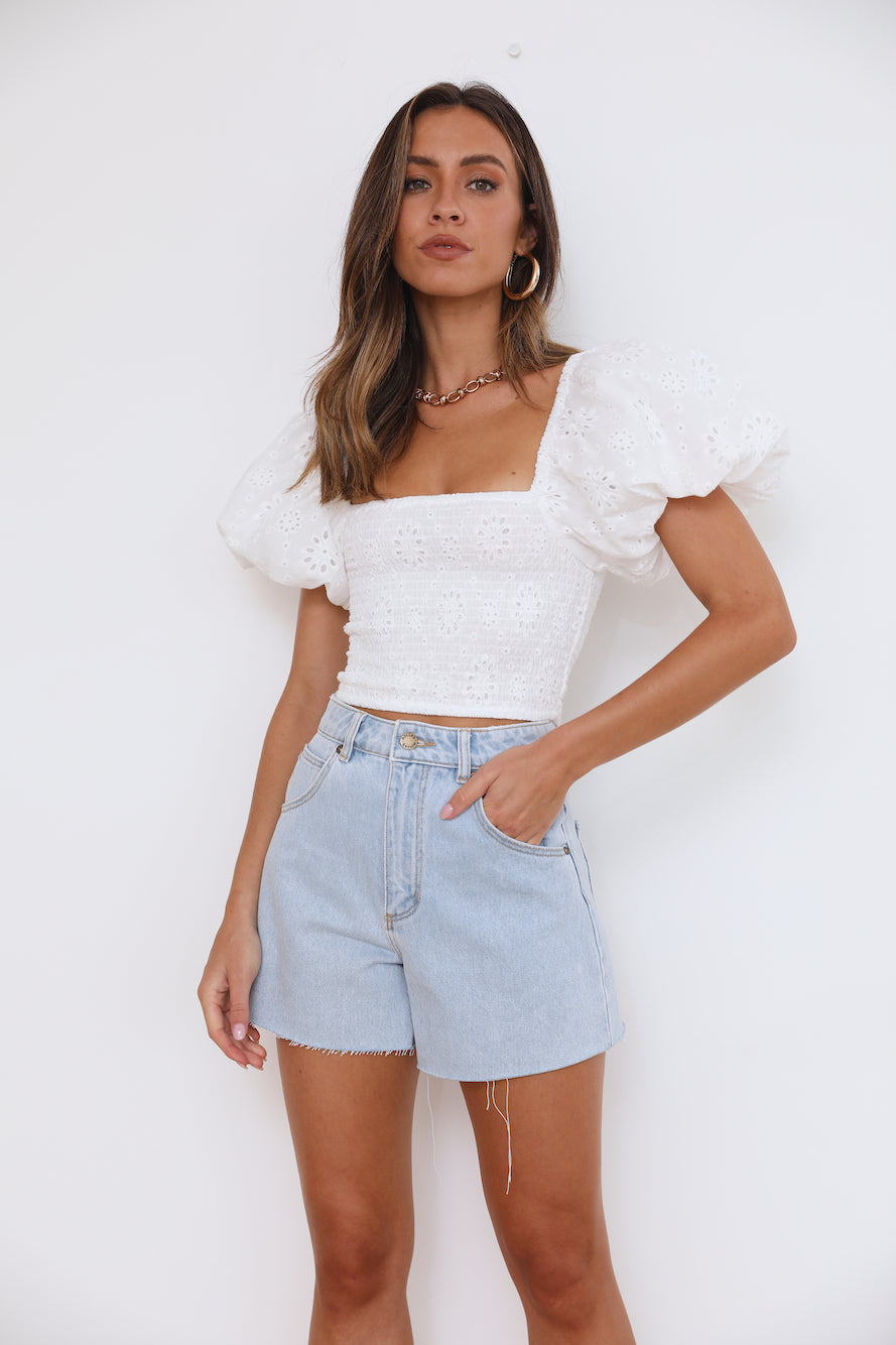 Pretty Party Crop Top Beyaz