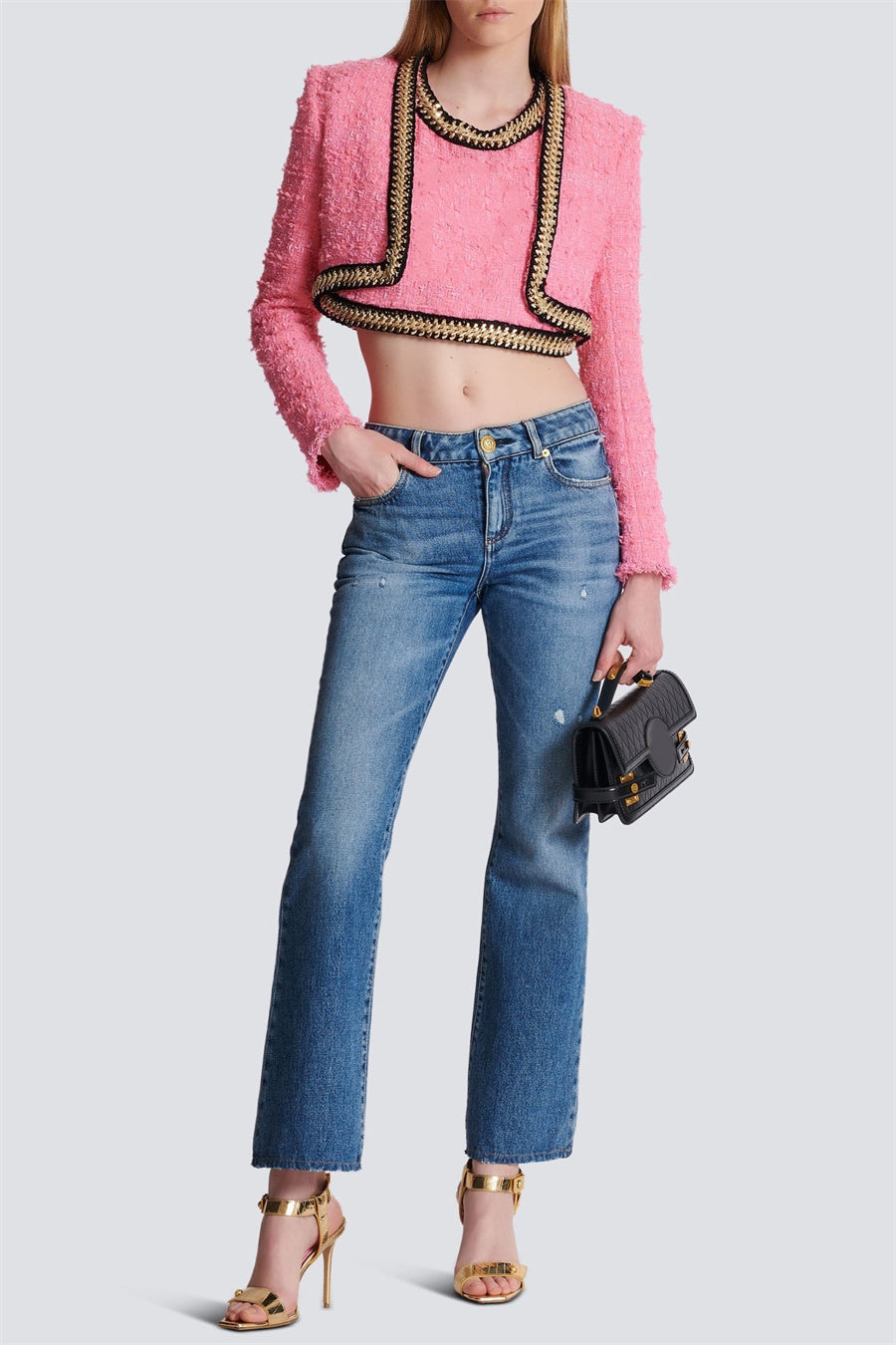 Betty Tweed Zincirli Crop Top