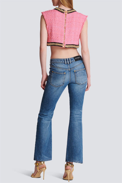 Betty Tweed Zincirli Crop Top