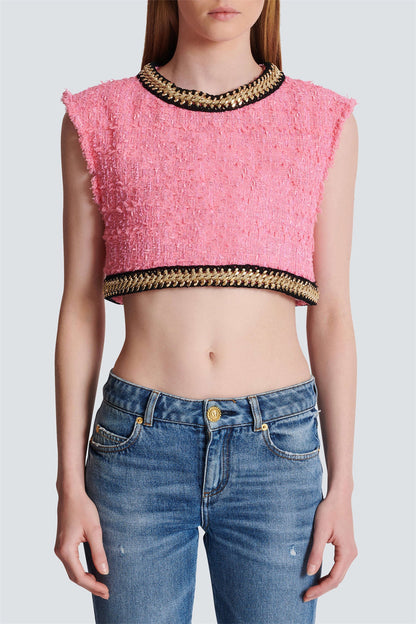 Betty Tweed Zincirli Crop Top