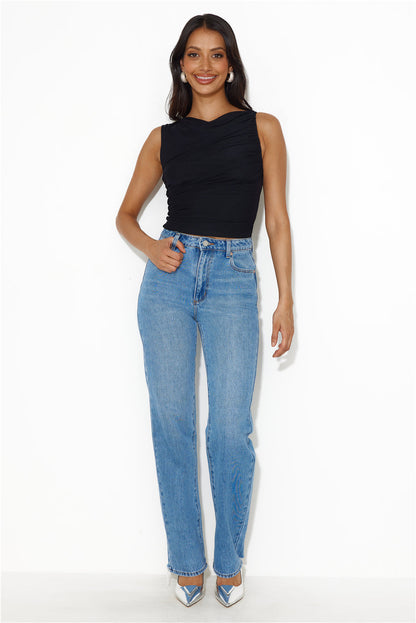 Endless Dates File Crop Top Siyah