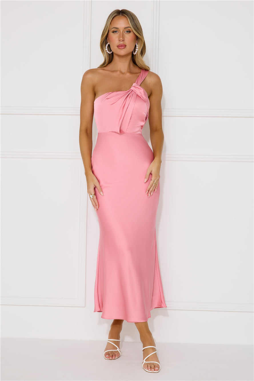 Adore Sunsets Midi Elbise Pembe