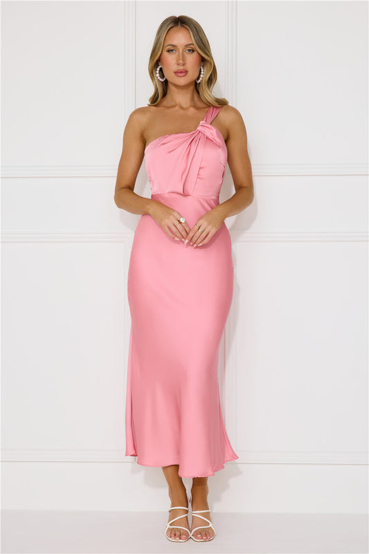 Adore Sunsets Midi Elbise Pembe