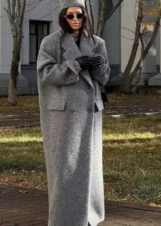 Zamansız Düğmeli Uzun Yün Kaban