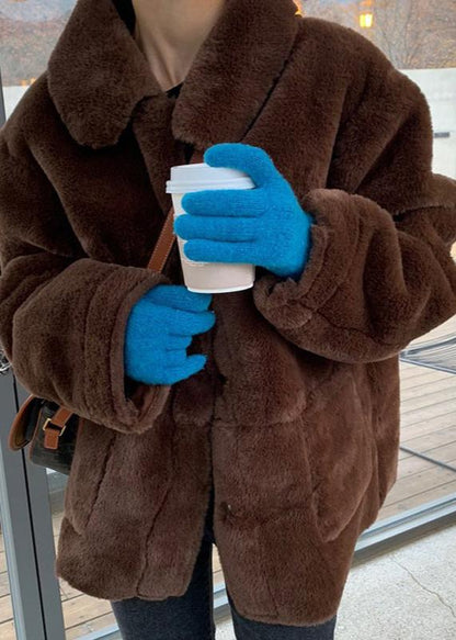 Çift Taraflı Peluş Kısa Kaban