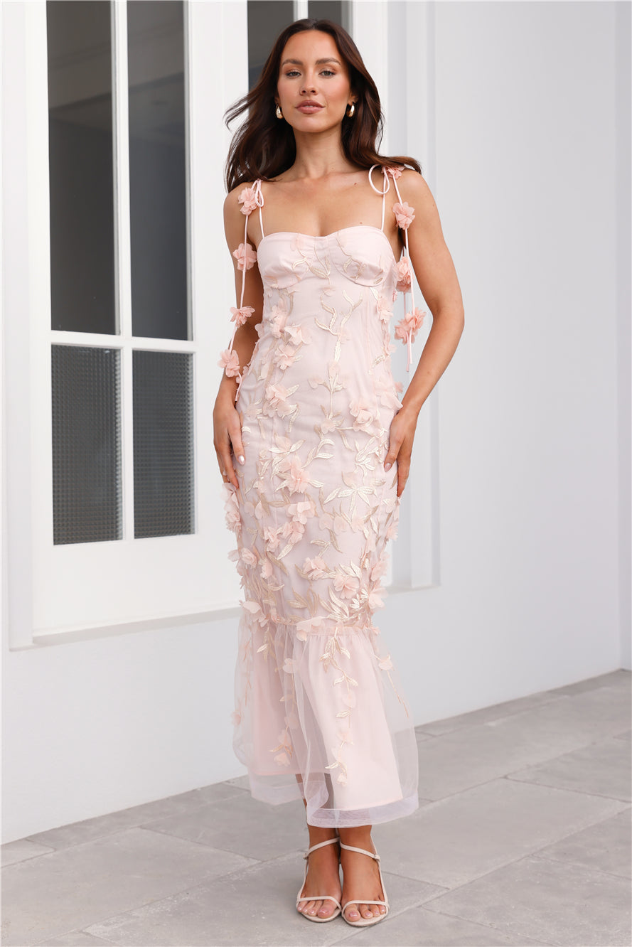 Enchanted Dream Midi Elbise Pembe