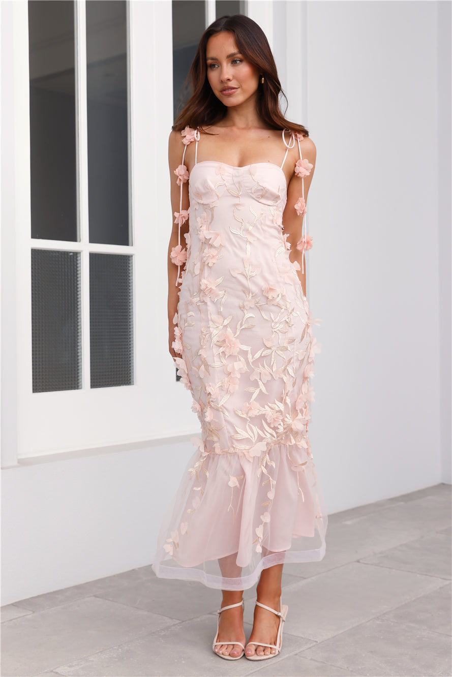 Enchanted Dream Midi Elbise Pembe