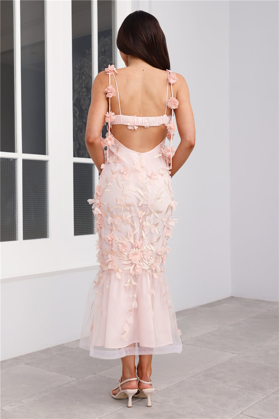 Enchanted Dream Midi Elbise Pembe