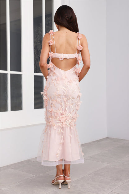 Enchanted Dream Midi Elbise Pembe