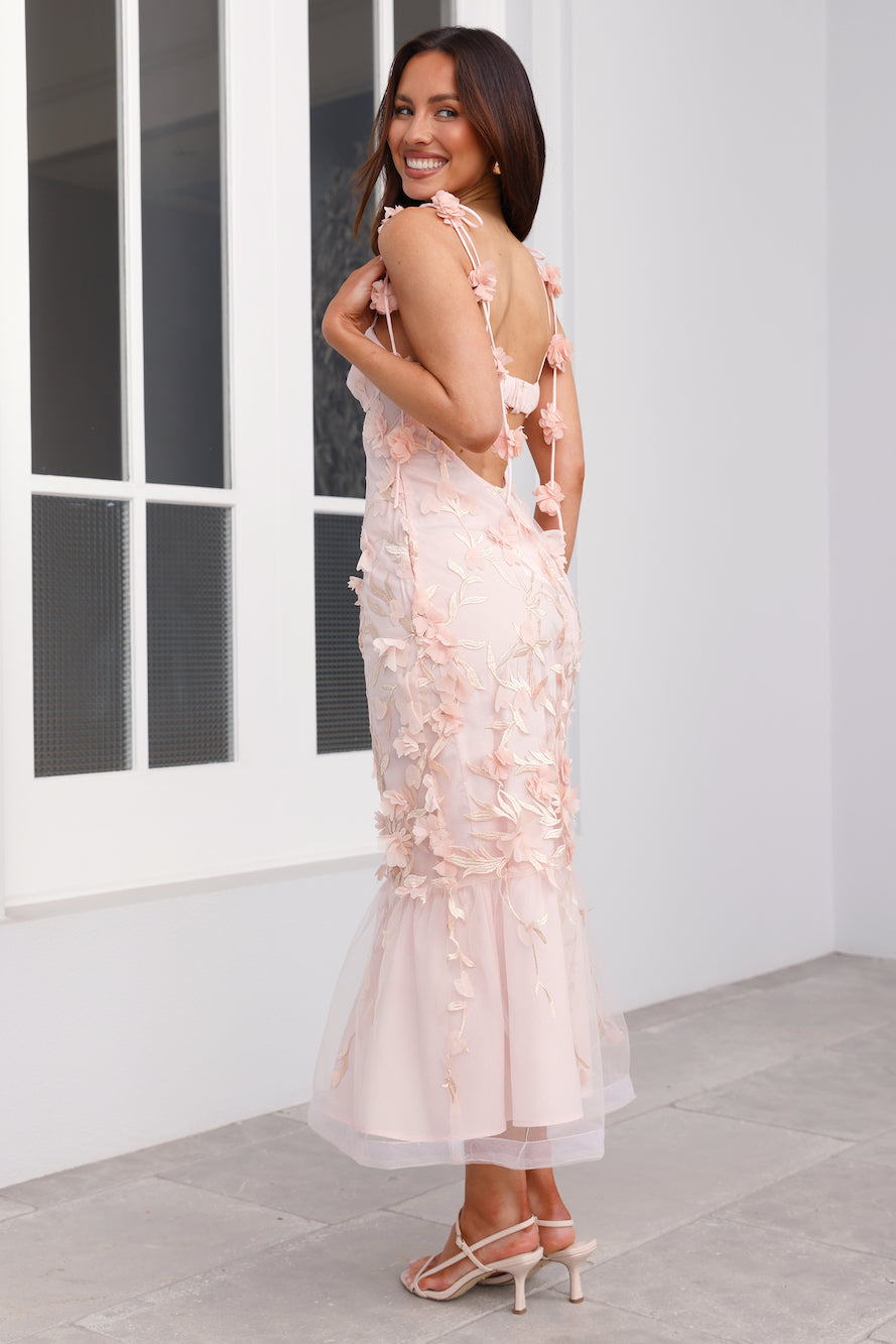 Enchanted Dream Midi Elbise Pembe