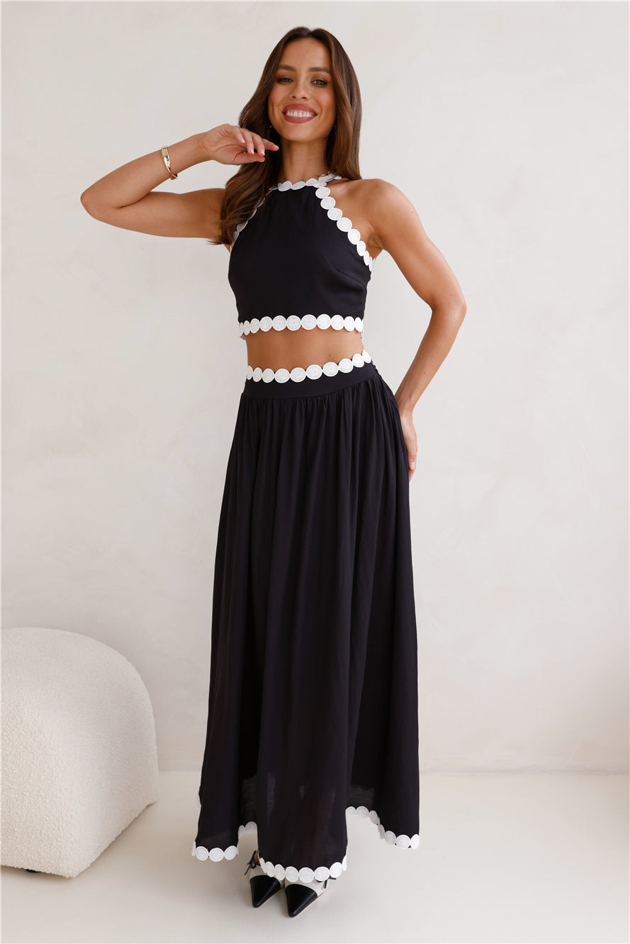 Bağlantılı Crop Top Siyah