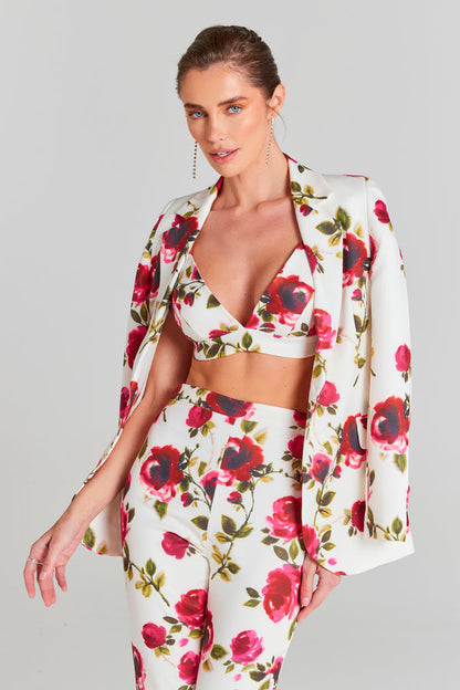 Bailey Çiçekli Blazer Üç Parçalı Set