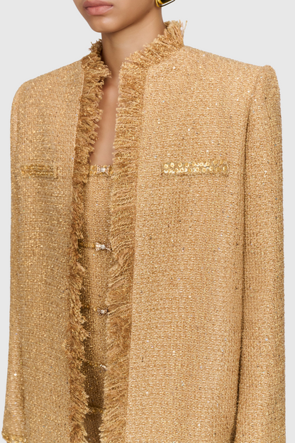 Elborno Gold Taşlı Straplez Midi Elbise