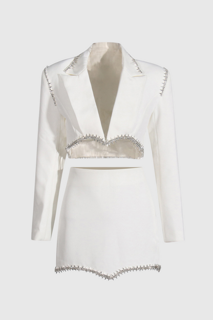 Frederica Kristal Taşlı Blazer Takım