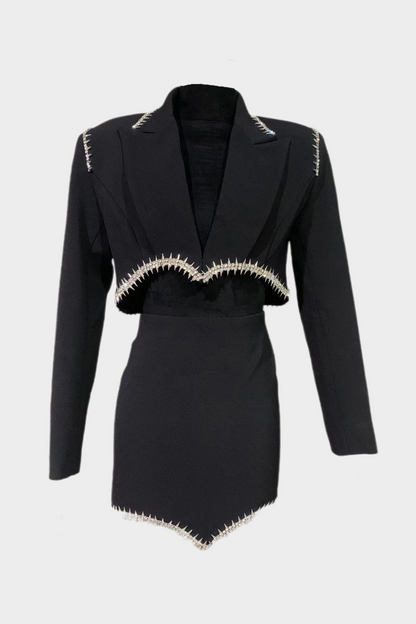 Frederica Kristal Taşlı Blazer Takım