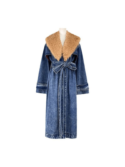 Noelle Denim Kürklü Trençkot