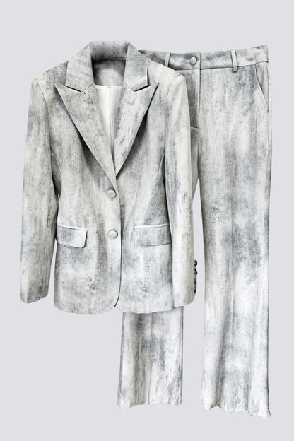 Isleta Desenli Blazer İkili Takım - Gri