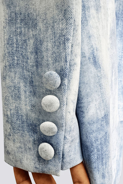 Isleta Desenli Blazer İkili Takım - Mavi
