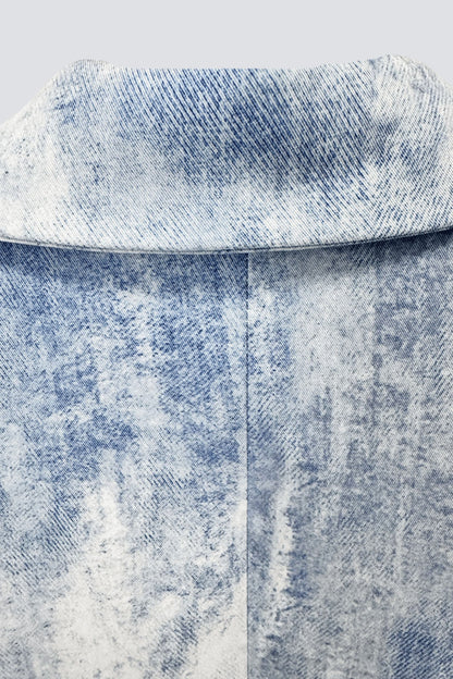 Isleta Desenli Blazer İkili Takım - Mavi
