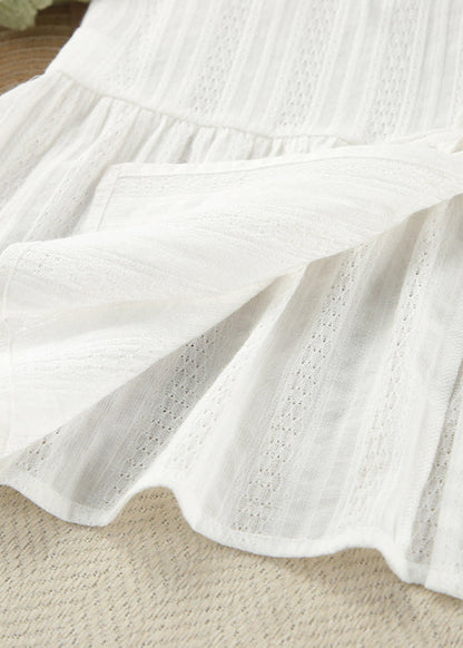Beyaz Pamuklu Peplum Üst Ve Geniş Paça Pantolon Takım