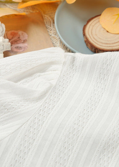 Beyaz Pamuklu Peplum Üst Ve Geniş Paça Pantolon Takım