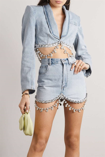 Tiana Taşlı Denim Blazer