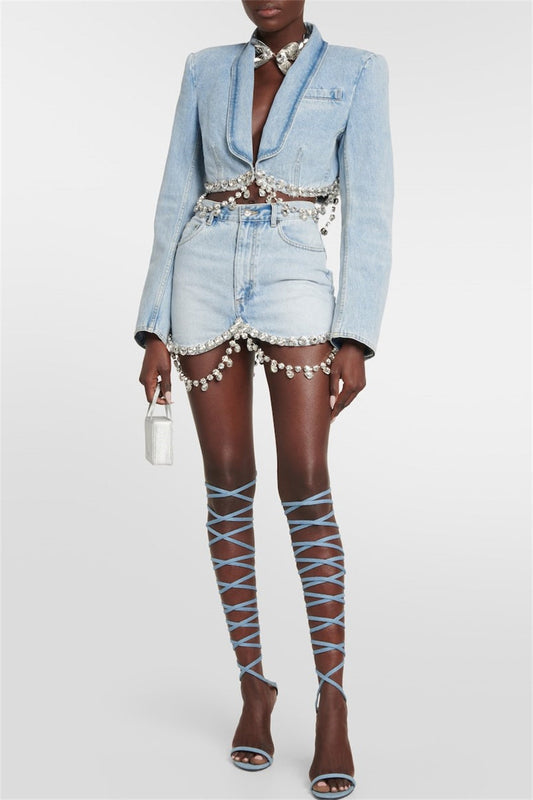 Tiana Taşlı Denim Blazer